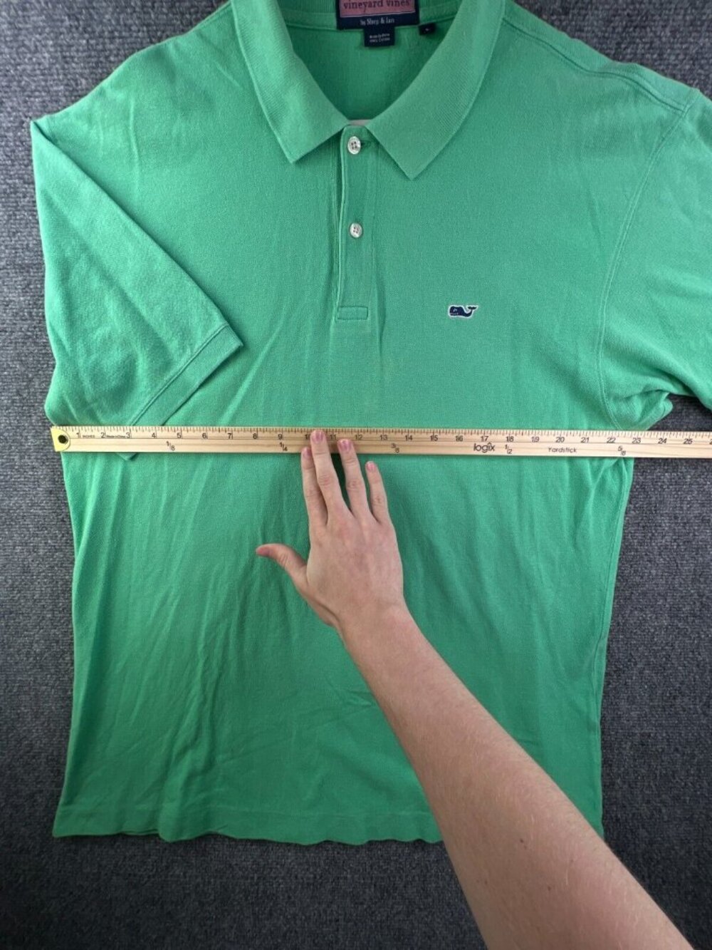Vineyard Vines Short Sleeve Polo Shirt Men’s Solid Green Pullover Cotton Large - Picture 5 of 15
